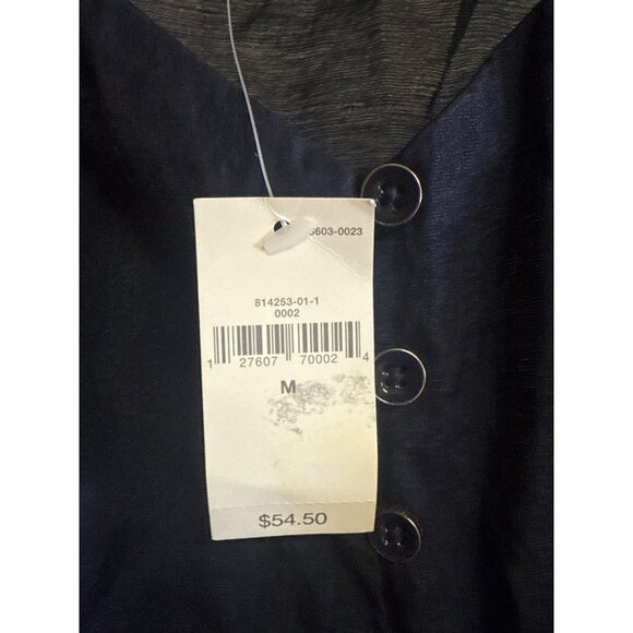 Gap Womens Navy Sleeveless Ruffle Trim Button Front Top M - Picture 5 of 9